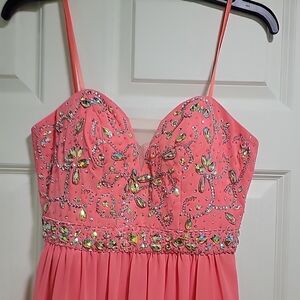 Embellished Coral Pink Prom Formal Dress 5/6